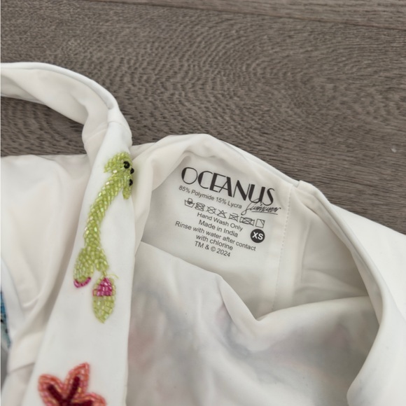 Oceanus 🐠 Sea Creatures Hand Beaded Bathing Suit Arizona One Piece High Leg Cut - Picture 5 of 8